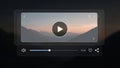 A minimalist and modern video player interface design featuring a sleek glassmorphism effect and essential controls on a dark Royalty Free Stock Photo