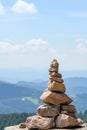 Rock cairn, zen stacked rocks in the mountains