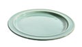 Turquoise Ceramic Plate with Glossy Finish, Side Angle View, Isolated on White Background with Clipping Path Royalty Free Stock Photo