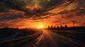 High Resolution Sunset Road In E. Munch Style V5.1