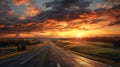 High Resolution Sunset Road In E. Munch Style V5.1