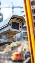 High-Resolution Surveillance Camera Overseeing Construction Site Royalty Free Stock Photo