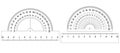 High-resolution vector illustration of two half-circle protractors and two measuring rulers, featuring precise metric markings Royalty Free Stock Photo