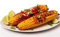 High-Resolution View of Mexican Elote Grilled Corn on Transparent Background