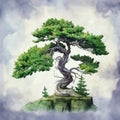 High-resolution Watercolor Clipart Of A Detailed Juniper Tree