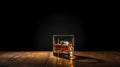 High-resolution Whiskey Glass On Dark Wooden Surface