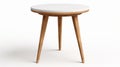 High Resolution Wooden Leg End Table With White Round Top