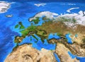 High resolution world map focused on Europe Royalty Free Stock Photo