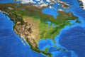 High resolution world map focused on North America