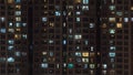 High-rise apartment block at night