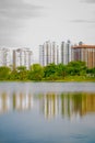 High rise apartment buildings by the riverside