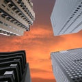 High Rise Building From The Bottom View On Twilight Sky Background