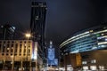 High-rise building. Center of Warsaw Night city. Business center. Royalty Free Stock Photo