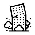 High-rise building collapse icon vector outline illustration Royalty Free Stock Photo