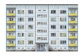 High-rise building constructed of large, prefabricated concrete slabs. Old style. Facade Royalty Free Stock Photo