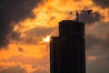 High-rise building and red sunset Royalty Free Stock Photo