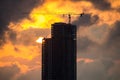 High-rise building and red sunset Royalty Free Stock Photo