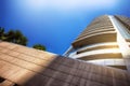 High-rise buildings against the blue sky. Bottom view Royalty Free Stock Photo