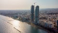 High-rise buildings along the serene waterfront in Limassol. Cyprus Royalty Free Stock Photo