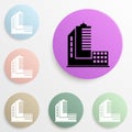 high-rise buildings badge color set. Simple glyph, flat vector of web icons for ui and ux, website or mobile application Royalty Free Stock Photo