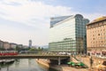 High-rise buildings, the Danube Canal. Vienna. Austria Royalty Free Stock Photo