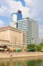 High-rise buildings, the Danube Canal. Vienna. Austria Royalty Free Stock Photo