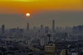 High Rise Buildings at Downtown in Bangkok Thailand in the evening