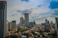 High-rise buildings of hotel and condominium against blue sky background in Bangkok, Thailand. Royalty Free Stock Photo