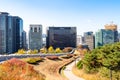 High-rise buildings and Namsan Park in Seoul city Royalty Free Stock Photo