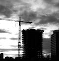 High rise construction evening