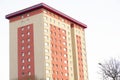 High rise council flat in deprived poor housing estate in Cardonald, Glasgow