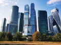 High-rise multi-storey skyscrapers in Moscow city Russia Royalty Free Stock Photo