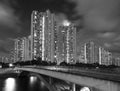 High rise residential building in Hong Kong city at dusk Royalty Free Stock Photo