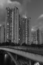 High rise residential building in Hong Kong city at dusk Royalty Free Stock Photo