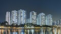 High rise Residential building in Hong Kong city at night Royalty Free Stock Photo