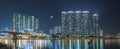 High rise residential building in Hong Kong city at night Royalty Free Stock Photo