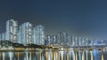 High rise residential building in Hong Kong city at night Royalty Free Stock Photo