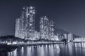 High rise residential building in Hong Kong city at night Royalty Free Stock Photo