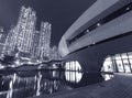 High rise residential building in Hong Kong city at night Royalty Free Stock Photo