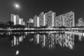 High rise residential building in Hong Kong city at night Royalty Free Stock Photo