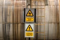 High risk of flammable gas warning sign plate. Royalty Free Stock Photo