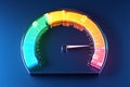 High risk speedometer 3D round control panel icon, conceptual illustration