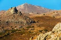 High rocky hills in island Limnos, Greece.