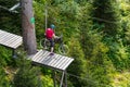 High rope adventure park with tree-top walk in Saalbach-Hinterglemm valley Royalty Free Stock Photo