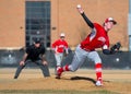 High School Baseball pitcher throws a pitch Royalty Free Stock Photo
