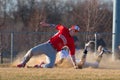 High school baseball runner slides
