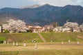 High school baseball team practice at the dawn. Royalty Free Stock Photo