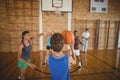 High school boy about to take a penalty shot while playing basketball Royalty Free Stock Photo