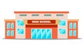 High School Building Vector. Classic. Isolated Flat Cartoon Illustration Royalty Free Stock Photo