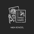 High school chalk white icon on black background